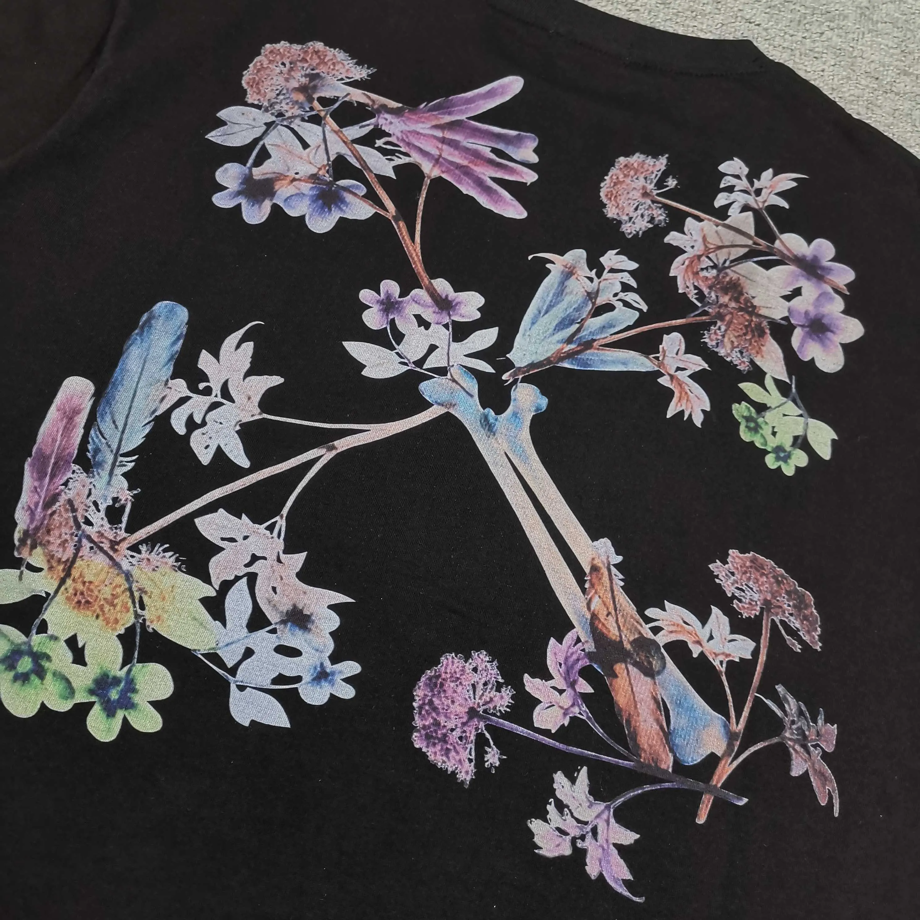 off white new floral graffiti loose short-sleeved T-shirt Size: S M L XL Color: Black White P240